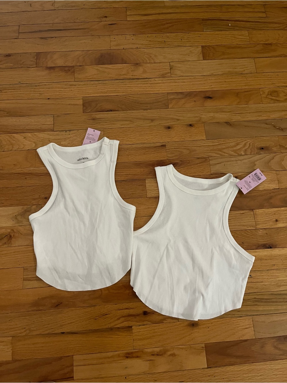 wild fable White Ribbed Crop Tank Top Duo